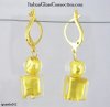 Round/Square Bead Earrings w/ Gold Plated Silver Leverback