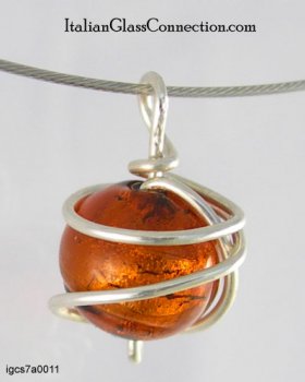 Sterling Silver Wire Wrap Necklace - Small Sphere
