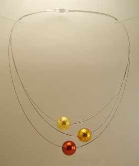 3 big Murano beads Nylon coated wire