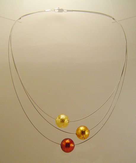 3 big Murano beads Nylon coated wire - Click Image to Close