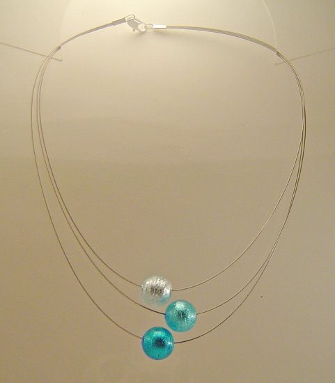 3 big Murano beads Nylon coated wire - Click Image to Close