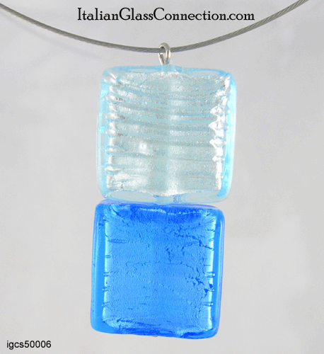 Double Square Bead Necklace on Nylon-Coated Wire - Click Image to Close