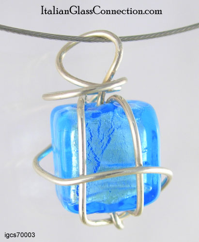 Sterling Silver Wire Wrap Necklace - Small Square - Click Image to Close