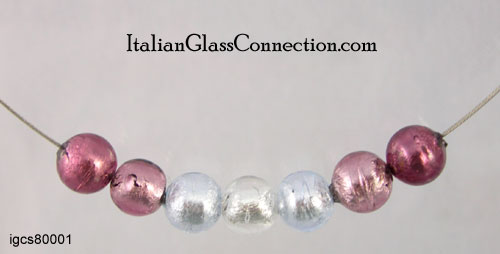 7 Murano Bead Necklace on Nylon Wire - Click Image to Close