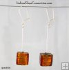 Longer Single Square Bead Earrings on Sterling Silver Wire