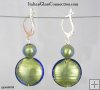 Lentil/Round Bead Earrings w/ Silver Leverback For Pierced Ears