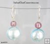 Lentil/Round Bead Earrings w/ Silver Leverback For Pierced Ears