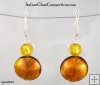 Lentil/Round Bead Earrings w/ Silver Leverback For Pierced Ears