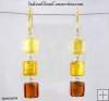 3-Square Bead Earrings With Silver Leverback For Pierced Ears