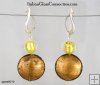 Lentil/Round Bead Earrings w/ Silver Leverback For Pierced Ears