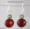 Lentil/Round Bead Earrings w/ Silver Leverback For Pierced Ears