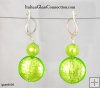 Lentil/Round Bead Earrings w/ Silver Leverback For Pierced Ears