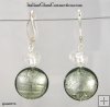 Lentil/Round Bead Earrings w/ Silver Leverback For Pierced Ears