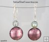 Lentil/Round Bead Earrings w/ Silver Leverback For Pierced Ears