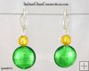 Lentil/Round Bead Earrings w/ Silver Leverback For Pierced Ears
