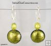 Lentil/Round Bead Earrings w/ Silver Leverback For Pierced Ears