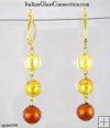 3-Round Bead Earrings With Silver Leverback For Pierced Ears