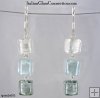 3-Square Bead Earrings With Silver Leverback For Pierced Ears
