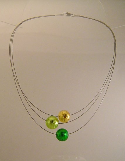 3 big Murano beads Nylon coated wire - Click Image to Close