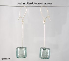 Longer Single Square Bead Earrings on Sterling Silver Wire