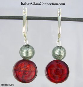 Round/Disk Bead Earrings w/ Sterling Silver Leverback