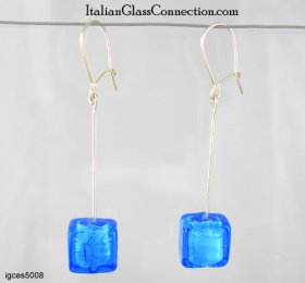 Longer Single Square Bead Earrings on Sterling Silver Wire