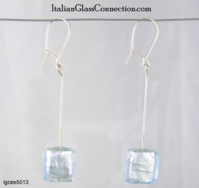 Longer Single Square Bead Earrings on Sterling Silver Wire