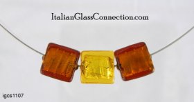 3 Square Bead Necklace on Nylon-Coated Stainless Steel Wire