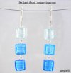 3-Square Bead Earrings With Silver Leverback For Pierced Ears