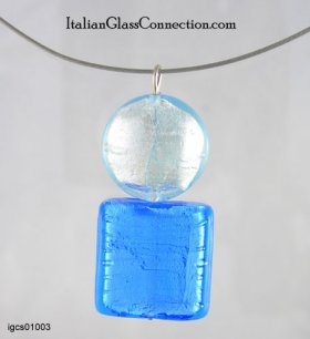 Square-Round Bead Necklace on Nylon-Coated Wire