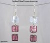 3-Square Bead Earrings With Silver Leverback For Pierced Ears