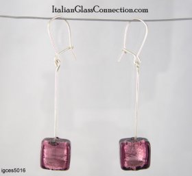 Longer Single Square Bead Earrings on Sterling Silver Wire