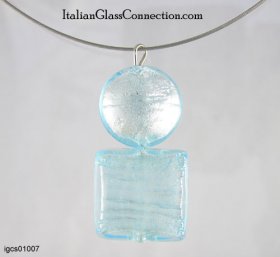 Square-Round Bead Necklace on Nylon-Coated Wire