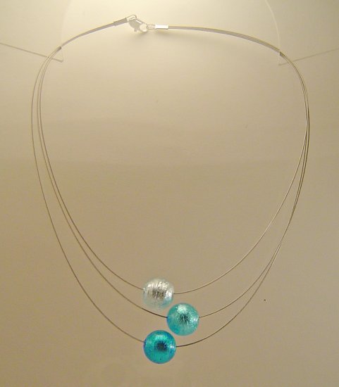 3 big Murano beads Nylon coated wire - Click Image to Close