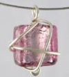 Wire Wrap Necklace - Small Square Murano Bead