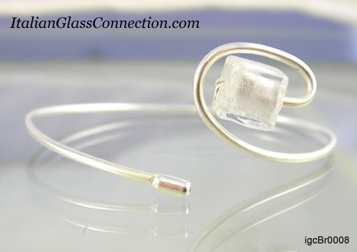Silver Wire Wrap Murano Bead Bracelet - One-Size-Fits-All - Click Image to Close