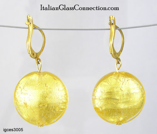 Lentil Bead Earrings With Silver Leverback For Pierced Ears - Click Image to Close