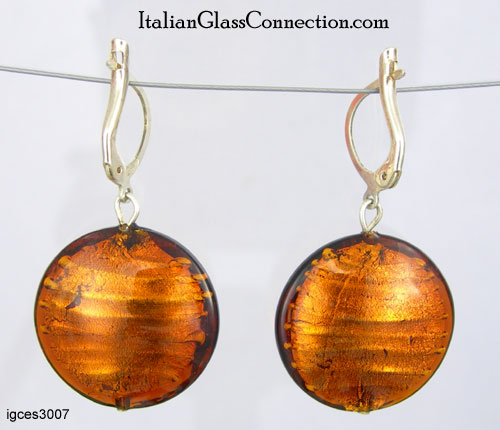 Lentil Bead Earrings With Silver Leverback For Pierced Ears - Click Image to Close