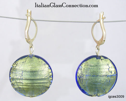 Lentil Bead Earrings With Silver Leverback For Pierced Ears - Click Image to Close