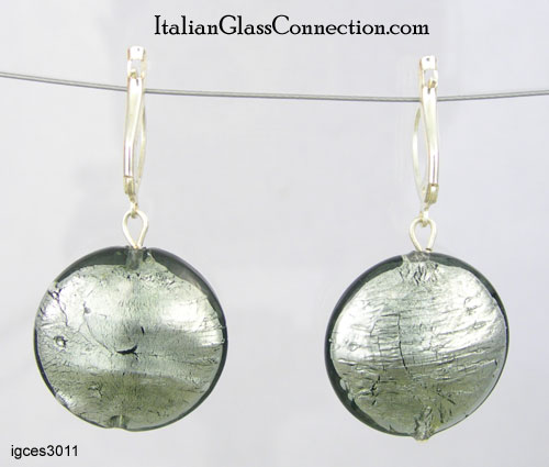Lentil Bead Earrings With Silver Leverback For Pierced Ears - Click Image to Close