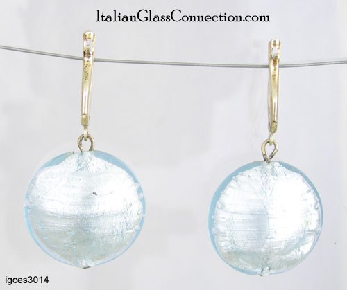 Lentil Bead Earrings With Silver Leverback For Pierced Ears - Click Image to Close