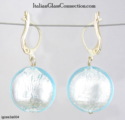 Lentil Bead Earrings With Silver Leverback For Pierced Ears - Click Image to Close