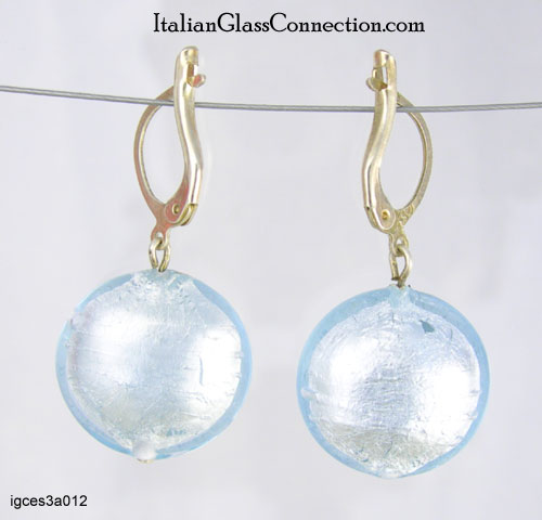 Lentil Bead Earrings With Silver Leverback For Pierced Ears - Click Image to Close