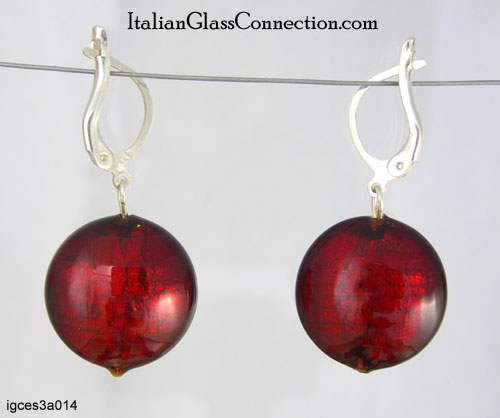 Lentil Bead Earrings With Silver Leverback For Pierced Ears - Click Image to Close