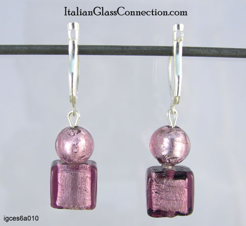 Round/Square Bead Earrings w/ Sterling Silver Leverback - Click Image to Close