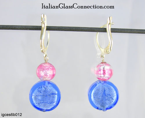 Round/Disk Bead Earrings w/ Sterling Silver Leverback - Click Image to Close