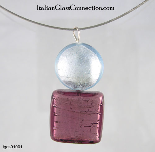 Square-Round Bead Necklace on Nylon-Coated Wire - Click Image to Close