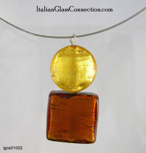 Square-Round Bead Necklace on Nylon-Coated Wire - Click Image to Close