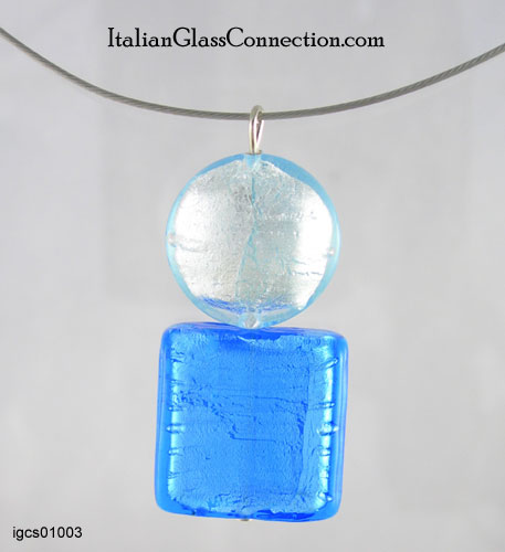 Square-Round Bead Necklace on Nylon-Coated Wire - Click Image to Close