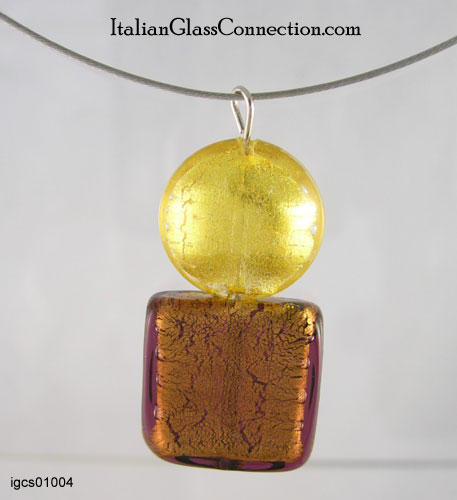 Square-Round Bead Necklace on Nylon-Coated Wire - Click Image to Close